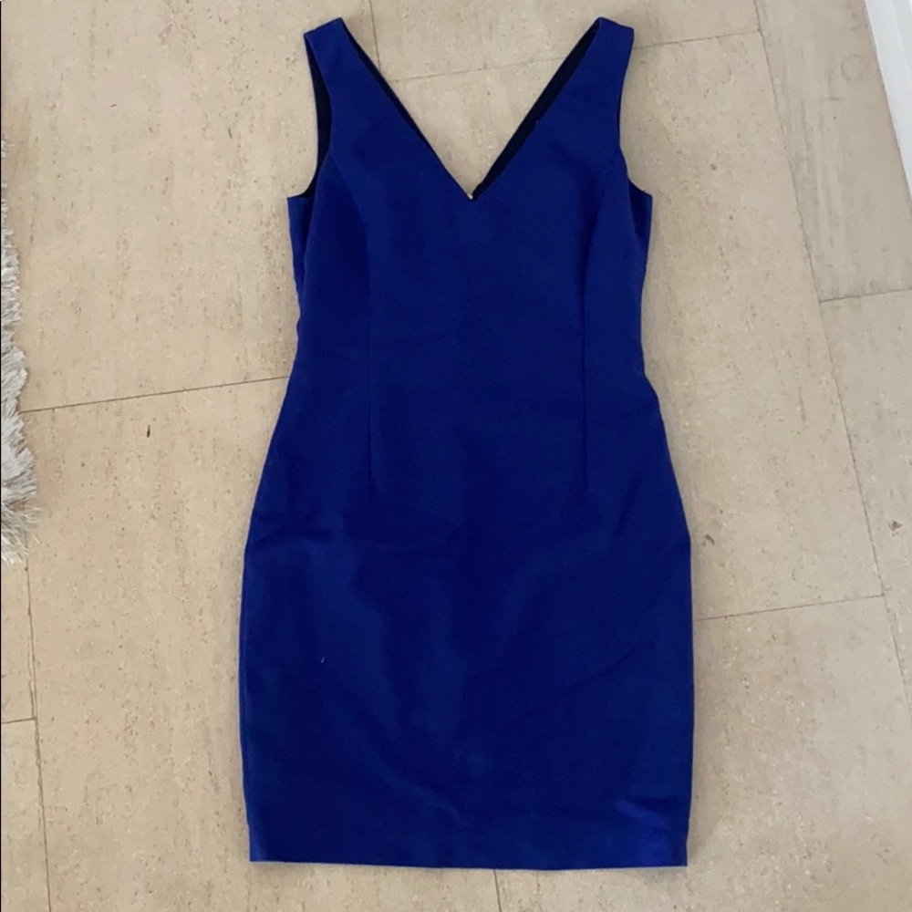 Zara Blue sleeveless pencil dress with gold zipper